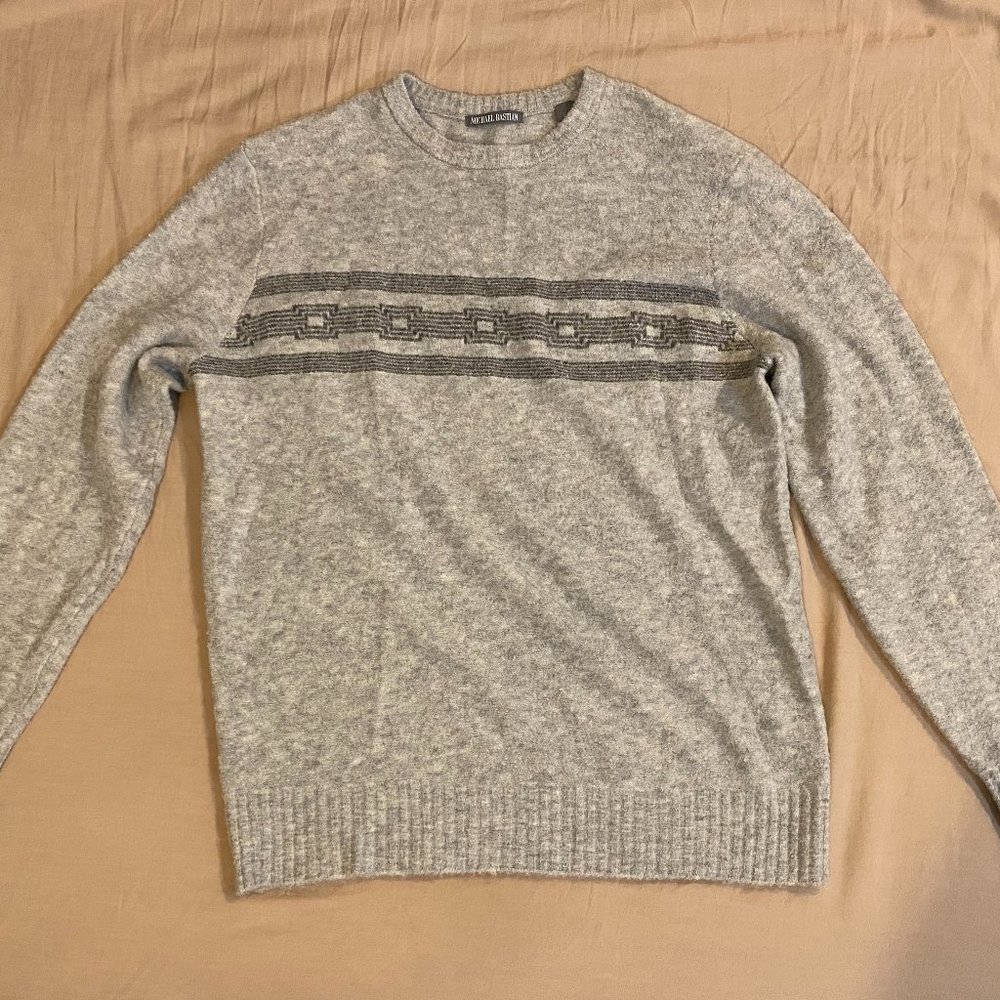 Michael Bastian Gray Wool Striped Boucle Sweater M